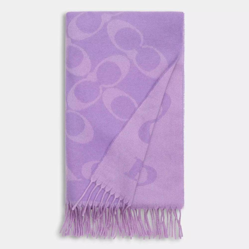 SOLD OUT ONLINE! 100% AUTHENTIC Coach signature oversized muffler in Iris Purple